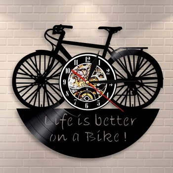 За по-добър живот колело Vinyl плоча Стенни часовници Модерна-добър живот Стенни часовници Мото мотоциклетист Колоездачи Колоездач Колоездач 3