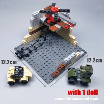 Класически Военни WW2 Строителни Блокове на Бойни Фигурки Руините на Дома Резервоар на Автомобил Оръжие Тухли Модел Детски Подарък САМ Развитие Играчка 3
