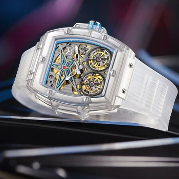 Луксозни мъжки часовник onola от прозрачна пластмаса, кухи, напълно автоматични и механични часовници, мъжки водоустойчив часовник 3