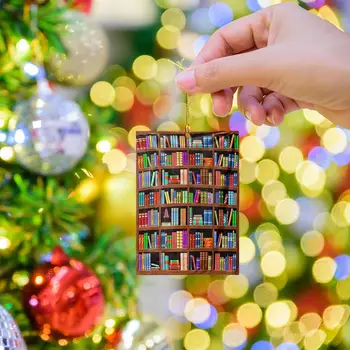 Любител на Книги Квадратна лавица за книги Окачен Украшение Коледни Елементи за Украса Украсата на Елхата Подарък за Коледа W9F7 3