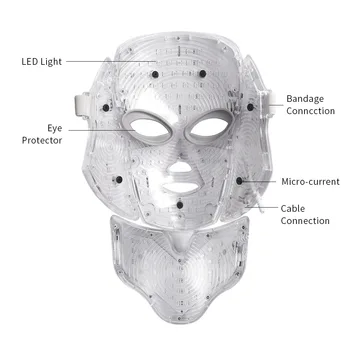 Машина мадами терапия маска LED светлина 7 цвята сблъскват с апарат за притеснения от страна на Спа Анти-акне подмолаживания кожата на шията забеливая 3