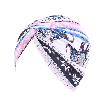 Модерна шапка-тюрбан с кръст на челото впечатлява със своя бохемски стил, памучен мюсюлманска дамски шапка с принтом, вътрешен кърпичка, шапки за хиджаба, арабски... 3