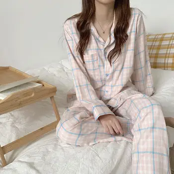 Пижами Женски Пролетно - есенна жилетка с дълги ръкави Корейската Версия на Привлекателен и Чист за студентски комплект дрехи за дома 3