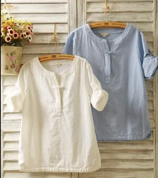 По-големи Размери, Тениска оверсайз, Дамски Памучен Бельо Тениска, Ретро Однотонная Фланелки, Блузи С Къс Ръкав, Летни Блузи Mujer De Moda 3