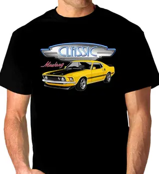 1969 Mustang Mach 1 е Качествена Черна Тениска 2019 Хип-хоп Мъжка Тениска за Мъже 100% Памучен Тениска с Къс Ръкав Персонализирана Фланелка 4