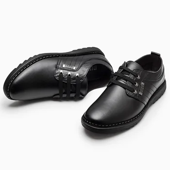 2017, нова модни мъжки обувки от естествена кожа, дантела, нескользящая ежедневни обувки на ток за мъже, размер 39-44, oxfords, мъжки ежедневни обувки 4