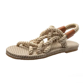 2020 Сандали Дамски Обувки на Плетени Въжета с традиционните всекидневния стил и прости Творчеството Модни Сандали Дамски летни обувки 4