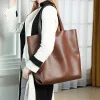2022 Модерна Дамска чанта от естествена кожа, голяма чанта, кожена чанта на едно рамо, Просто женствена чанта 4