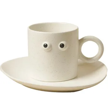 350 мл Керамични Кафеена Чаша Kawaii Eyes Looks Чаена Млечни Чаша С Дръжка За Закуска Креативна Посуда За Напитки, Забавна Чаша За Вода Подарък 4
