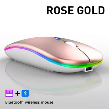 Bluetooth Акумулаторна Безжична Мишка С 2.4 G USB LED Телефон Мишката За Apple/Macbook/Xiaomi/Samsung/Huawei/Лаптоп Lenovo Таблет PC 4