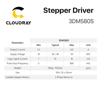 Cloudray 3 Фаза на 3DM580S Драйвер за стъпков мотор захранване 24-50 dc Изходен ток 1,0-8,0 А 4