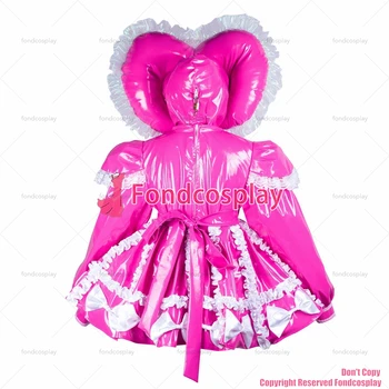 fondcosplay превръзка на сиси прислужница ярко розово тънката рокля от PVC, с цип за панталони гащеризон бикини сърце качулка CD/TV[G3728] 4