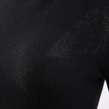 TWOTWINSTYLE Асиметрична Черна Тениска За Жени С Дълъг Ръкав, Отворени Фини Трикотажни Блузи, Дамски Модни Дрехи 2020 Г., Есента 4