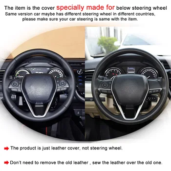 Изработена ръчно Калъф за волана на колата на Mitko-Хонг за Toyota Corolla, Camry, RAV4 Avalon 2018-2020 от алькантары/естествена кожа/микрофибър 4