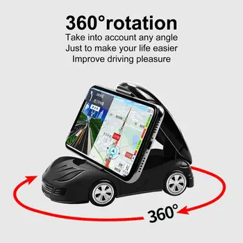 Модел На Автомобила Притежателя На Мобилен Телефон Без Ръце 360 Градуса Въртяща Форма На Колата-Часова Телефонна Авто Тире На Предното Стъкло Отдушник На Притежателя На Телефона 4