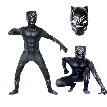 Нов детски костюм на черни пантери на Хелоуин костюм на супергерой за cosplay, маска на воин, гащеризон за възрастни, празничен костюм, детски подарък 4