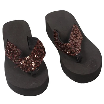 Плажни Сандали 2022 Нови Дамски Обувки на плоска Танкетке с пайети За момичета, Удобни Черни Прости Дишащи Дамски Обувки с Високо Качество 4