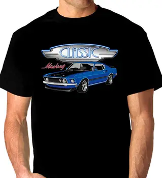 1969 Mustang Mach 1 е Качествена Черна Тениска 2019 Хип-хоп Мъжка Тениска за Мъже 100% Памучен Тениска с Къс Ръкав Персонализирана Фланелка 5