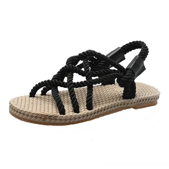 2020 Сандали Дамски Обувки на Плетени Въжета с традиционните всекидневния стил и прости Творчеството Модни Сандали Дамски летни обувки 5