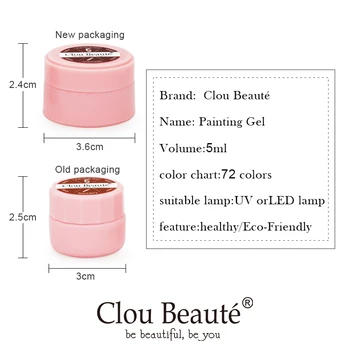 Clou Beaute 5 МЛ Гел За Рисуване 72 Цвят UV Гел Лак За Нокти Отмачивающийся Лак За Нокти Новост 2020 Дизайн Нокти Дизайн Маникюр 5