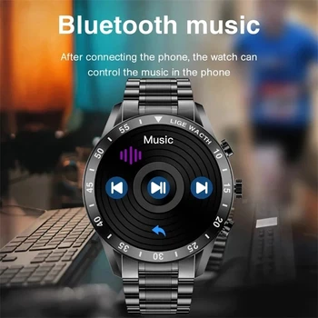 LIGE 2022 Bluetooth Предизвикателство Смарт Часовници за Мъже С Пълен Сензорен Екран Спортни Фитнес Часовник е Водоустойчив Часовник С Метална Каишка За Сърдечен Ритъм Мъжки Умен Часовник 5