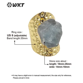 WT-R369 2021 Нови поръчки индивидуално позлатените голям пръстен с инкрустиран необработени скъпоценни камъни уникални дамски бижута със скъпоценни камъни 5
