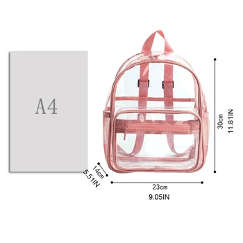 Жена Раница, Прозрачна Чанта, изработена От PVC, Дамски Модерна Чанта За Студенти, Пътен Раница 5