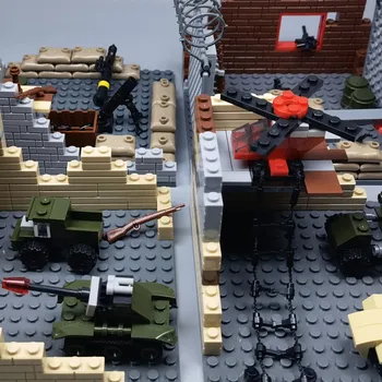 Класически Военни WW2 Строителни Блокове на Бойни Фигурки Руините на Дома Резервоар на Автомобил Оръжие Тухли Модел Детски Подарък САМ Развитие Играчка 5