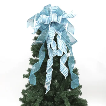 Коледно Дърво Topper Панделки 86*30 см Полиестер Празнична Атмосфера Външни Декорации, Ръчно изработени Панделки Подарък за Семейството 5