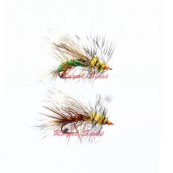 Професионално ръчно плетени 2 цвят асорти 4 бр. пъстърва за риболов на суха муха 14 # стимулант изкуствен stonefly възрастни насекоми, мухи за стръв 5