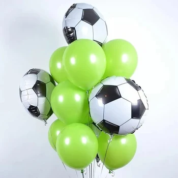 Футболен Празничен Балон 4D Футболни Балони Балони Тъмно Зелени, Черни Балони Банер За Футболен Празнична Украса Въздушни храни гобо Детски Играчки 5